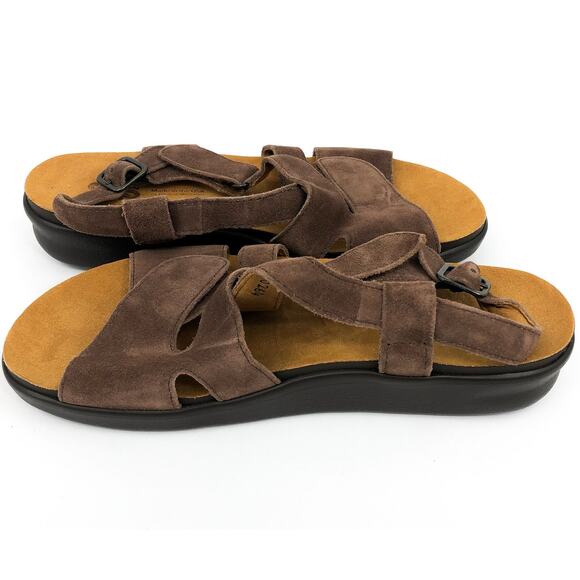 SAS Womens Huggy Cross Strap Sandal 10 M Teddy Brown Suede Adjustable NWOB - Picture 6 of 10